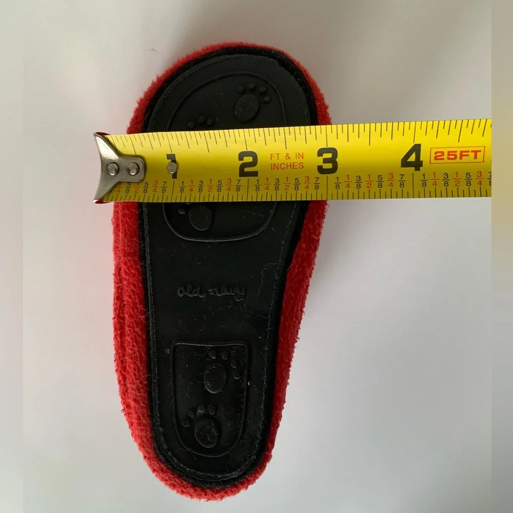 VTG Old Navy Red Fleece Booties Slippers Rubber Soles Soft Cozy Toddler Size